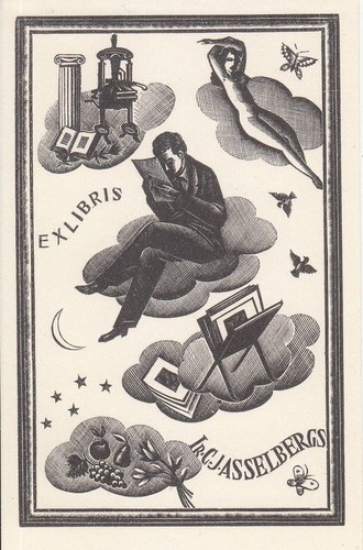 Exlibris incisione legno - ex,
