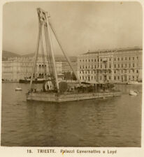 Trieste Palazzo Loyd e governo fotografia stereoscopica originale 1900 ca. S1307