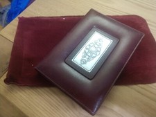 porta rubrica/block notes in argento e pelle e penna in argento