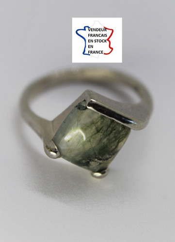 Bague pierre verte - verte, ;argentée