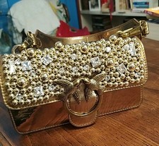 Borsa A Spalla PINKO Love One Edizione Limitata Oro Cristalli Small Rara Bella!!