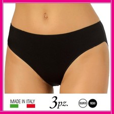 3 Slip da Donna Made in Italy di Cotone Elasticizzato Mutande Vita Media Midi