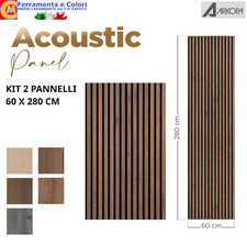 Kit 2 Pannelli Fonoassorbenti 60x280cm Pannelli Acustici Decorativi Doghe 3D
