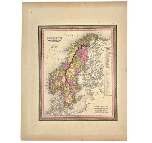 1850 mitchell mappa svezia - 1850,