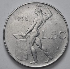 1958 Italian Republic 50 lire