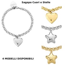 Bracciale Donna Sagapo Stellar Acciaio Catena Cuore o Stella Argento Dorato
