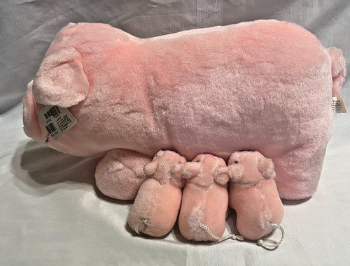 Peluche mamma maiale con - , tre