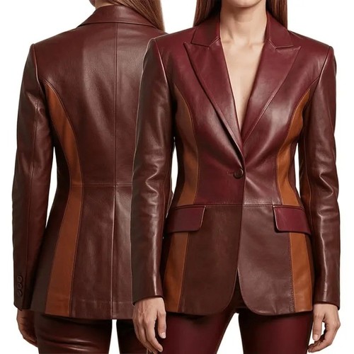 Blazer donna pelle patchwork