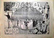 Stampa antica TORINO Torneo Internazionale di Scherma 1884 Antique print