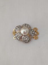 Chiusura fermaglio collana 3 fili terminale metallo colore oro perla strass c39