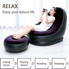 POLTRONA POUF GONFIABILE CHAISE LONGUE CON POGGIAPIEDI PER GIARDINO CASA RELAX