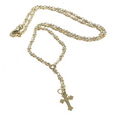 Collana con ciondolo croce in acciaio inox da uomo catenina rosario crocifisso 