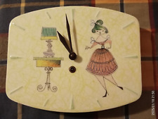 orologio da parete vintage anni '50 in ceramica con carica a molla