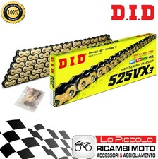 CATENA DI TRASMISSIONE DID PASSO 525 VX3 124 MAGLIE X RING COLORE ORO DORATA