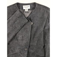 Giacca blazer vintage Emanuel Ungaro Petite grigio velluto a coste classico donna taglia 8