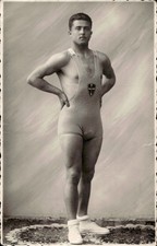 Cartolina culturista boxe   Societ� ginnastica Prato 1932 Pecchioli