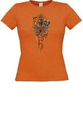Donne T-Shirt Arancione con Un Caldo Asta - US Carmotiv Modello Heartbreak