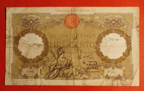 Banconota italy 100 lire - italy,