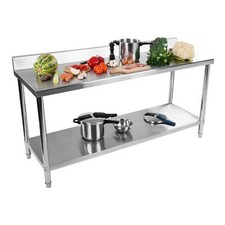 Tavolo Inox Banco Da Lavoro Piano Cucina Acciaio Inox Con Alzatina 180 x 60 cm