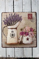 Targa in latta shabby fiori