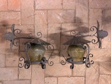 Antiche lampade da esterni con vetro ambrato