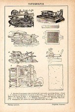 Stampa antica TIPOGRAFIA macchina per stampa tipografica 1910 Old print