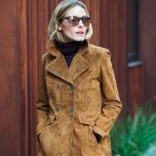 Zara Suede Jacket Tan Tabacco Olivia Palermo Bloggers Size S SMALL UK 8