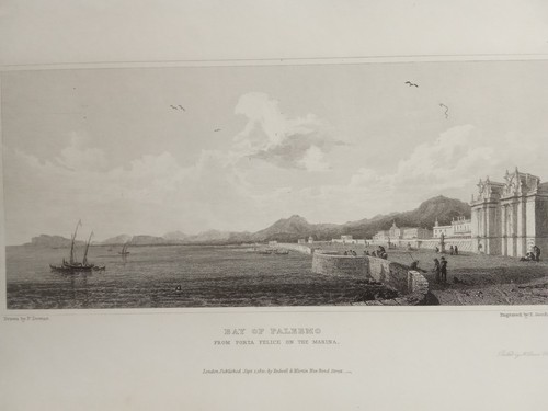 Incisione antica palermo baia - antica,