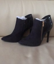 Scarpe donna Tronchetto nero vernice e scamosciato tg 38 tacco spillo 10cm nuove