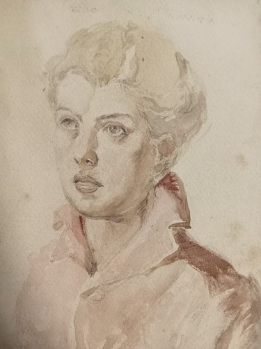 Antico acquerello ritratto - ritratto, di