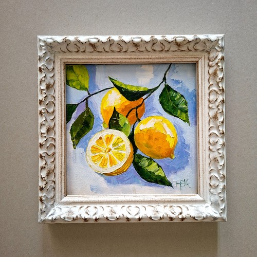 Dipinto olio limoni - olio, impasto