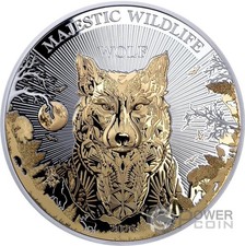 WOLF Majestic Wildlife 5 oz moneta argento 10 $ Samoa 2026
