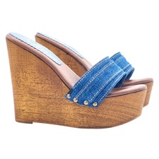 Sandalo zeppa jeans denim con