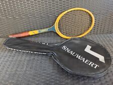 SNAUWAERT "CARAVELLE" E FODERA  IN PELLE NERA VINTAGE - RACCHETTA TENNIS LEGNO