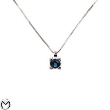 Collana oro bianco 18 kt 750 punto luce zaffiro 0,48 ct -Botecchi-
