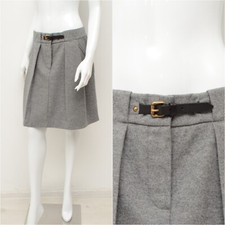 Autentica gonna grigia Louis Vuitton in lana plissettata al ginocchio taglia 38