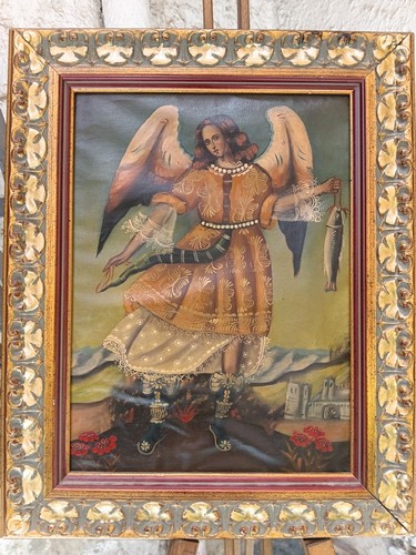 Antico dipinto olio tela - olio, su