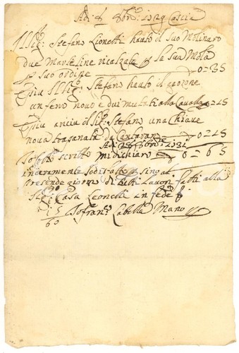 1729 cascia ricevuta di - 1729, (pg)
