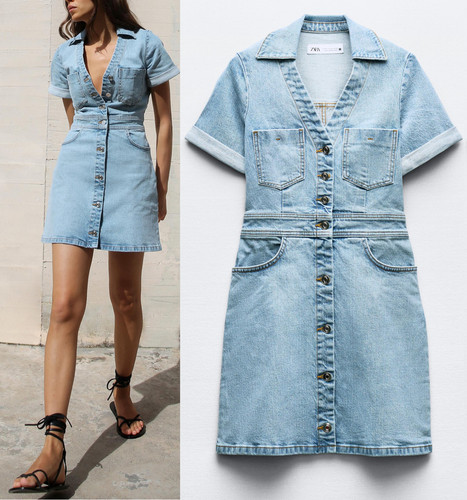 Abito camicia zara blu - zara,