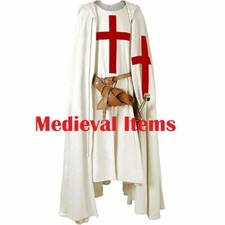 pMedieval Knight Cloak & Tabard Crusader Costume Uomo Cosplay Rinascimento...