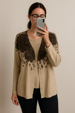 Top donna Alexara beige pizzo e stampa animalier maglia twinset - taglia XL - attaccato