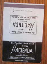 COPERTINA ROYAL FLASH MATCHBOOK: HACIENDA HOTEL PORT RICHEY, FLORIDA MATCHCOVER -D19