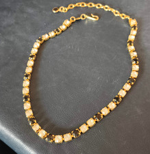 collana girocollo dorata con cristalli vintage americana anni 70 firma Trifari