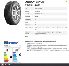 2 Pneumatici 175/65 r14 82T MICHELIN ENERGY SAVER+ Gomma estiva nuova