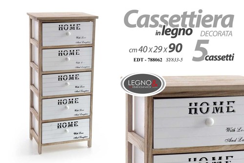 Cassettiera cassetti legno - cassettiera, 5