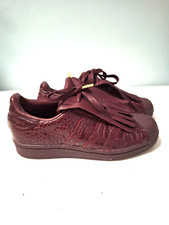 Sneakers Adidas autentiche da donna in pelle bordeaux con nappe. US 5,5. EU 36