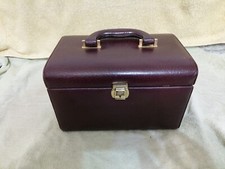 Bauletto cofanetto portagioie e trucchi in pelle, con specchio, ottimo vintage