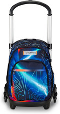 Trolley Scuola Flex 3 Ruote, Blu, Mapset Boy, 3 in 1, Triplo Uso, Zaino Con Carr