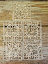 1900 Antico Set 5 Mattonelle Merletto A Fuselli Federa Tenda Lenzuolo Pizzo