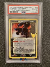 2021 Pokemon Umbreon Gold Star Holo Celebrations Classic Collection 17/17 PSA 10